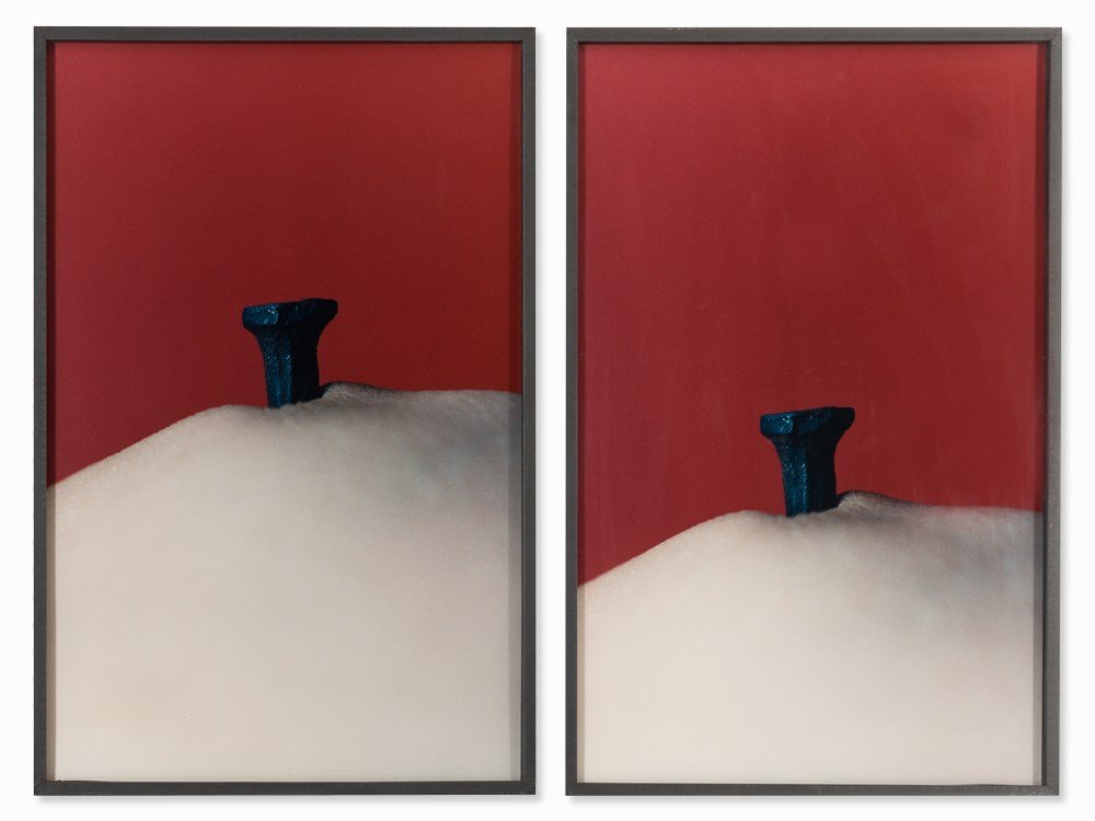 Thomas Florschuetz, 2 C-Prints, Untitled (Parallele),: Diptych of C-prints; laid down on foam boards Germany, 1990/91 Thomas Florschuetz (b. 1957) – German photographer and artist Each verso titled, signed, dated and inscribed with black felt tip ‘Ohn