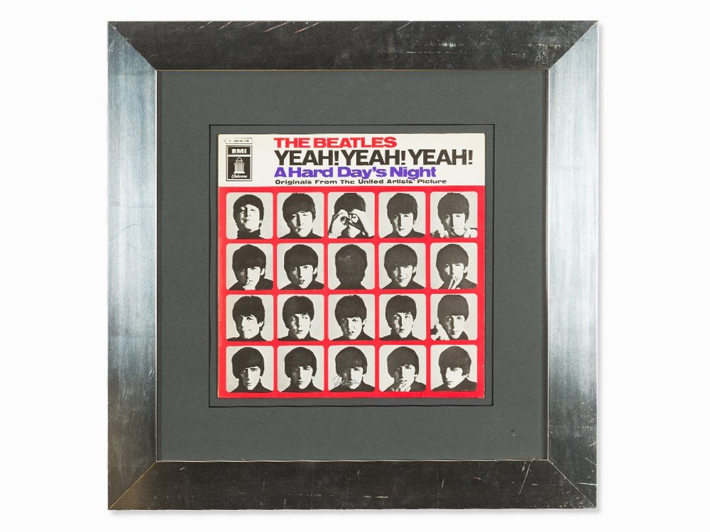 After Robert Freeman, Sign. Cover ‘Yeah! Yeah! Yeah!’,: Offset print in colors on cardboard (record cover) England, 1964 After Robert Freeman (b. 1963) – British photographer and designer Signed lower center with silver marker ‘Freeman’ Cover for the