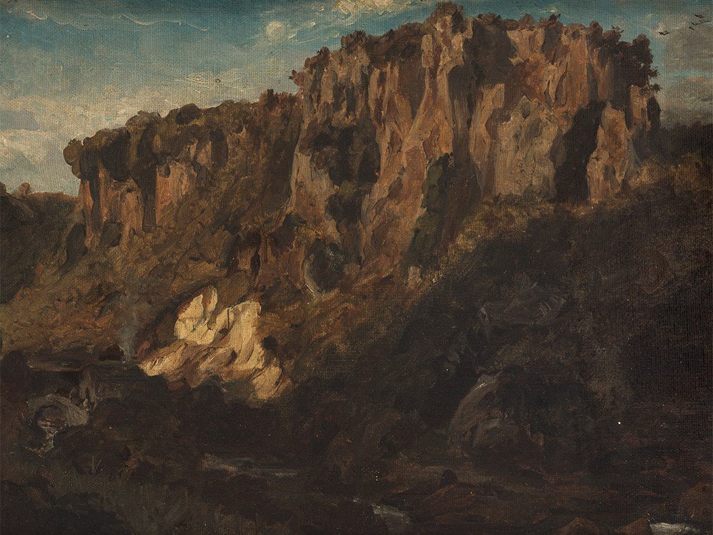Albert Hertel (1843-1912), Painting, Rock: Oil on canvas, laid down on cardboard Germany, 1873 Albert Hertel (1843-1912) - Berlin painter of the late 19th century Inscribed on an old label ‘Professor Albert Hertel / Felsengarten – Olevano