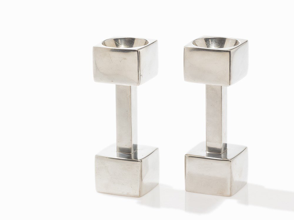 Astrid Fog, A Pair of Candlesticks, Denmark, 1960s: Pewter Denmark, 1960s Astrid Fog (1911-1993) – Danish designer Just Anderson – Danish metal ware manufacturer Marked ‘JUST DANMARK 573046 Astrid Fog.’ Dimensions: 18.4 x 6.3 x 6.3 cm Very good
