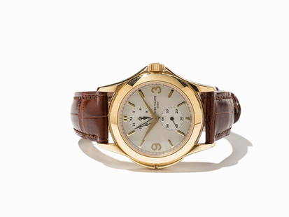 Patek Philippe Travel Time, Ref. 5134, Around 2010: Patek Philippe Calatrava Travel Time, ref. 5134 Switzerland, around 2010 Manual wind movement, calibre 215 PS; 18 jewels, hour, minute, second, 2nd time zone Silver dial, gold and black hands Watch