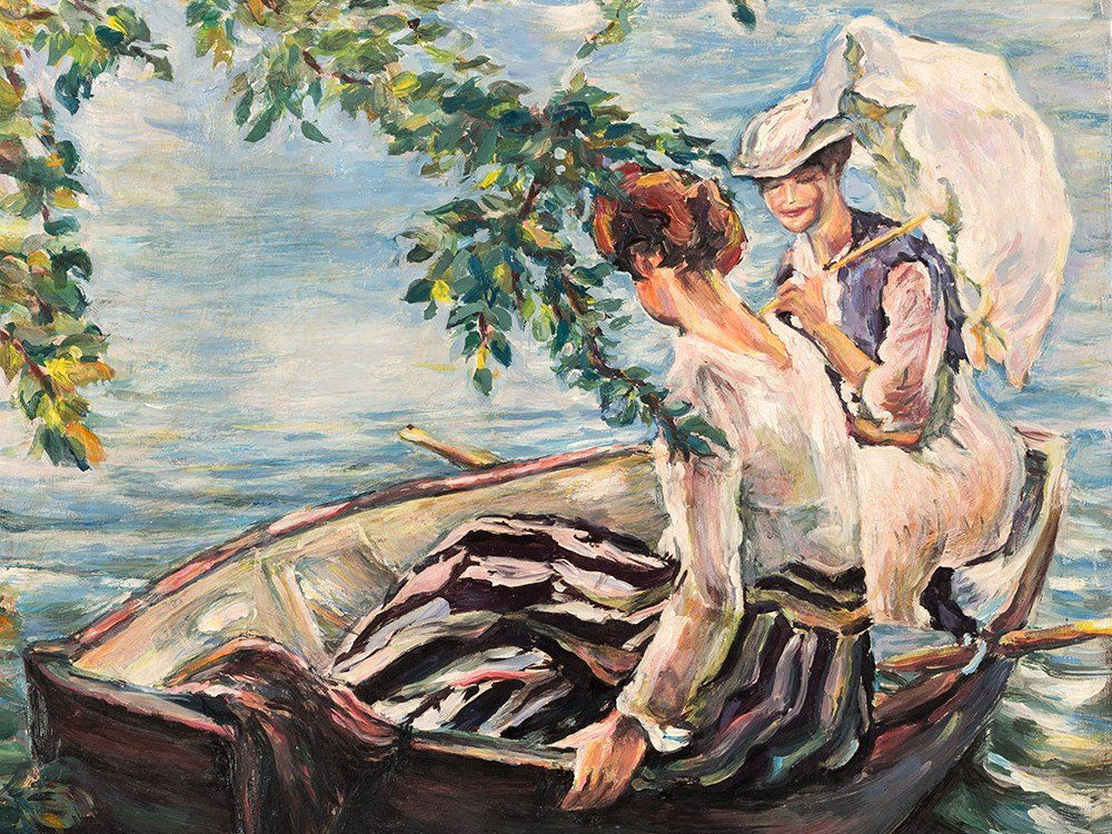 Edward Cucuel (1875-1954), Two Ladies in a Boat, Oil: Oil on canvas Germany, early 20th century Edward Cucuel (1875-1954) - US-American painter and member of the Munich artist group ‘Die Scholle’ Signed lower left ‘Cucuel’ as well as upper left o