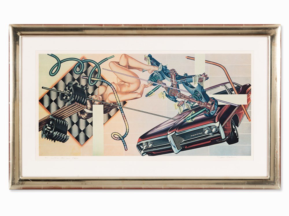 Peter Phillips, Select-O-Mat Rear Axle, Color Offset,: Offset in colors on light cardboard United Kingdom, 1971 Peter Phillips (born 1939) - British artist and one of the major exponents of Pop Art Signed in pencil ‘Peter Phillips’ lower right, dedica