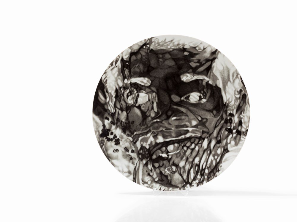 Marc Brandenburg, O.T. II, Multiple, 2008: Multiple: Porcelain plate, designed after a drawing by the Berlin artist Germany 2008 Marc Brandenburg (born 1965) – German draughtsman Dedicated, dated and signed verso ‘Für Reinhard 2008 M. Bra