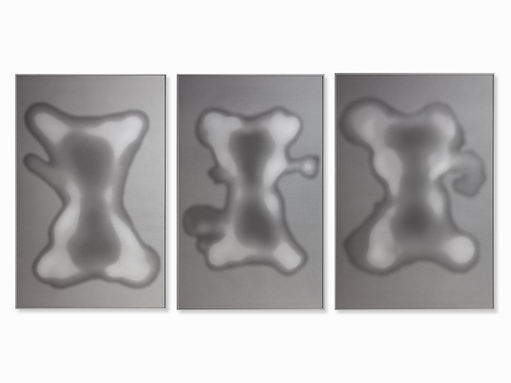 Michelangelo Pistoletto, 3 Prints „tre porti“,: Triptych of three serigraphs on metal coated cardboard Italy, presumably 1980s Michelangelo Pistoletto (b. 1933) – Italian painter, action and object artist and art theorist Signed, numbered and tit