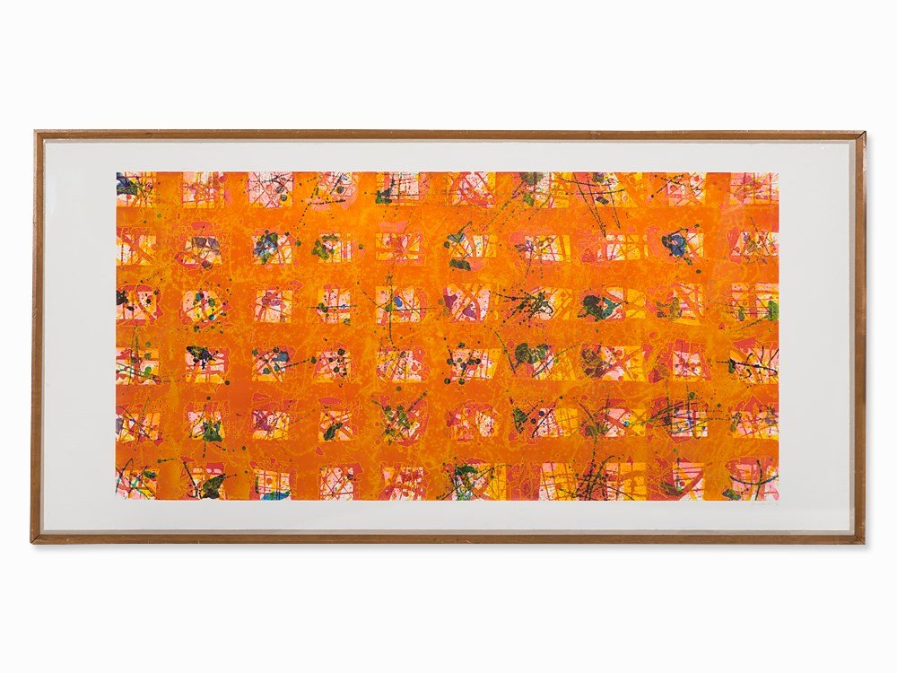 Sam Francis, Pioggia d’Oro (Golden Rain), Color: Aquatint in colors on wove paper ‘Fabriano’ USA, 1976 Sam Francis (1923-1994) – US-American painter and graphic artist of Abstract Expressionism Signed ‘Sam Francis’ and numbered ‘11/30’