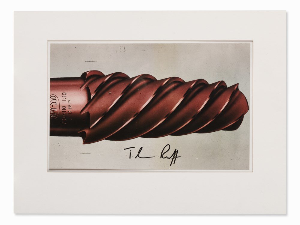 Thomas Ruff, Drill, Color Offset, 2003: Offset print in colors on smooth paper Germany, 2003 Thomas Ruff (born 1958) – German photo artist based in Düsseldorf With courtesy signature ‘Thomas Ruff‘ in black felt pen Image dimensions: