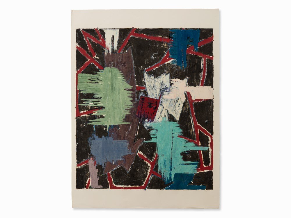 Charles Arnoldi (b. 1946), Composition, Acrylic, USA,: Acrylic on laid paper USA, 1989 Charles Arnoldi (b. 1946) – US-American painter, sculptor and graphic artist Signed and dated lower right in pencil ‘CHARLES ARNOLDI 7/14/89’ Inscribed lower left