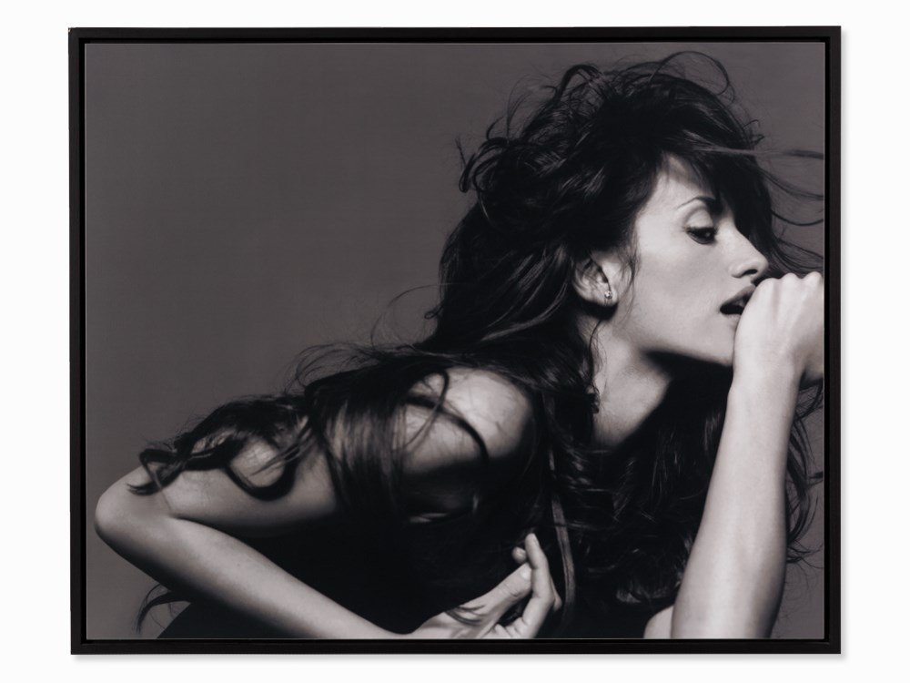 Michel Comte (b. 1954), Penélope Cruz, Lambda Print,: Lambda color print; laminated on board and framed in black shadow frame Europe/USA, 2001; printed later in 2008 Michel Comte (b. 1954) – Swiss photographer, lives and works in New York With attached