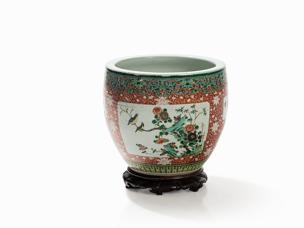 Famille Verte Jardinière with Birds and Flowers, Qing (1 of 7)