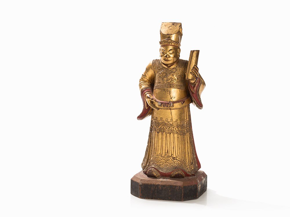 Gilt Lacquer Wooden Figure of an Official, 17th/18th C. (1 of 10)