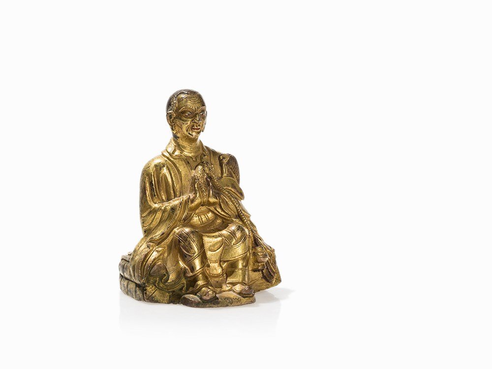 Gilt Bronze Figure of a Seated Luohan, 18th/19th C. (1 of 8)