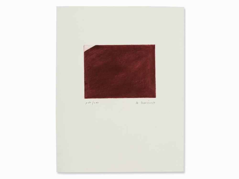 Arnulf Rainer, Ecke, Etching, 1969/70: Drypoint in brown-red on wove paper Austria, 1969/70 Arnulf Rainer (b. 1929) – Austrian painter Signed ‘A. Rainer’ and numbered ‘147/200’ in pencil Printed by Robert Finger, Vienna Published