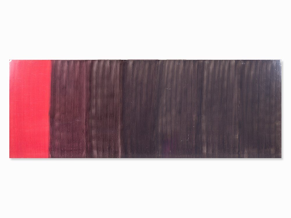 Adrian Schiess (born 1959), Flatwork, Switzerland, 1990: High-gloss automotive paint on digital printing, laid to synthetics coated with aluminum; styrofoam, aluminum carrier Switzerland, 1990 Adrian Schiess (born 1959) - Swiss artist Stamped Adrian Schiess