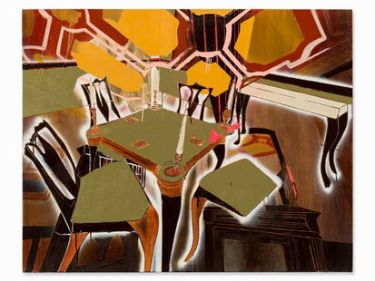 Rosson Crow (born 1982), For a Dark Hour or Twain,: Mixed media with oil paint, enamel and spray on canvas USA, 2004 Rosson Crow (born 1982) US-American artist Signed in black permanent marker on the reverse of the canvas, Rosson Crow; printed title an