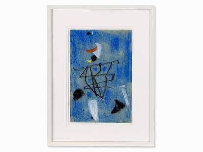 Max Ackermann (1887-1975), Red Crescent, Pastel Chalks,: Pastel on grey-green laid paper Germany, 1955 Max Ackermann (1887-1975) – German painter and printmaker Signed and dated lower right in pencil ‘Ackermann 1955’ The work is listed under no. ACK 5