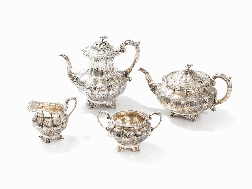 George IV Tea- & Coffee Set, Sterling Silver, 1831/1927 (1 of 10)