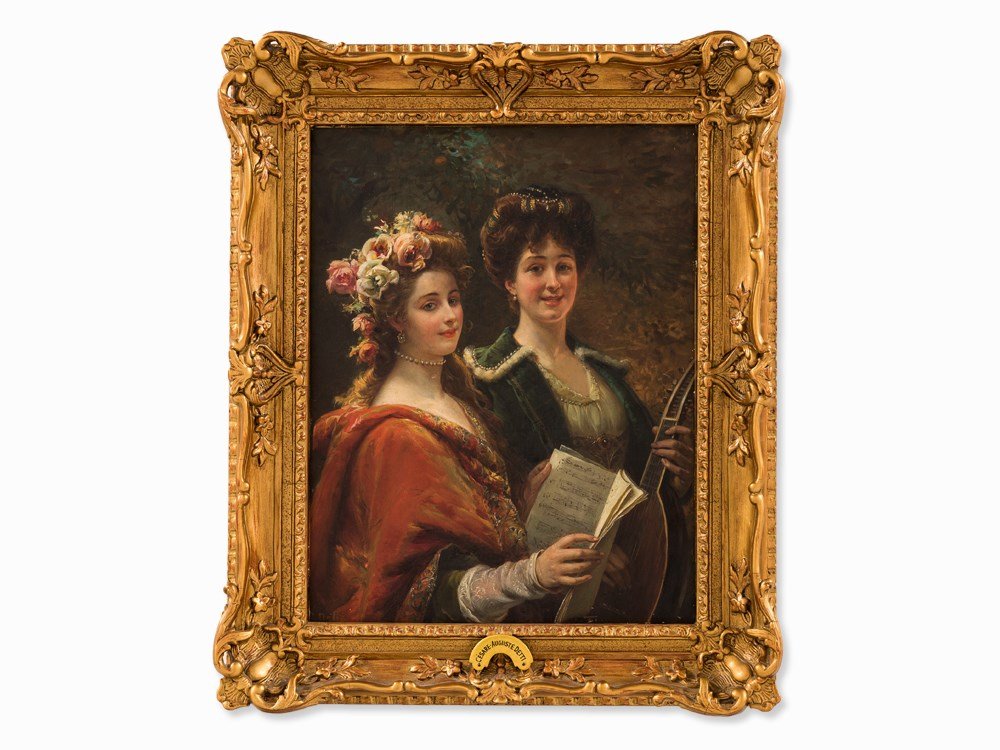 Cesare Augusto Detti (1847-1914), Two Musicians, Oil,: Oil on panel Italy/France, circa 1880 Cesare Auguste Detti (1847-1914) - Italian genre and history painter Signed lower left ‘C. Detti‘ Dimensions: 43.5 x 34.5 cm Frame: 56 x 46.5 cm Good conditio