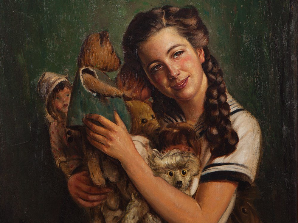 Anton Filkuka (1888-1957), Daughter of the Artist,: Oil on canvas Vienna, around 1930/35 Anton Filkuka (1888-1957) Austrian portrait, landscape and genre painter Paintings by Anton Filkuka take up to 12.000 Euro at international auction Measurements in