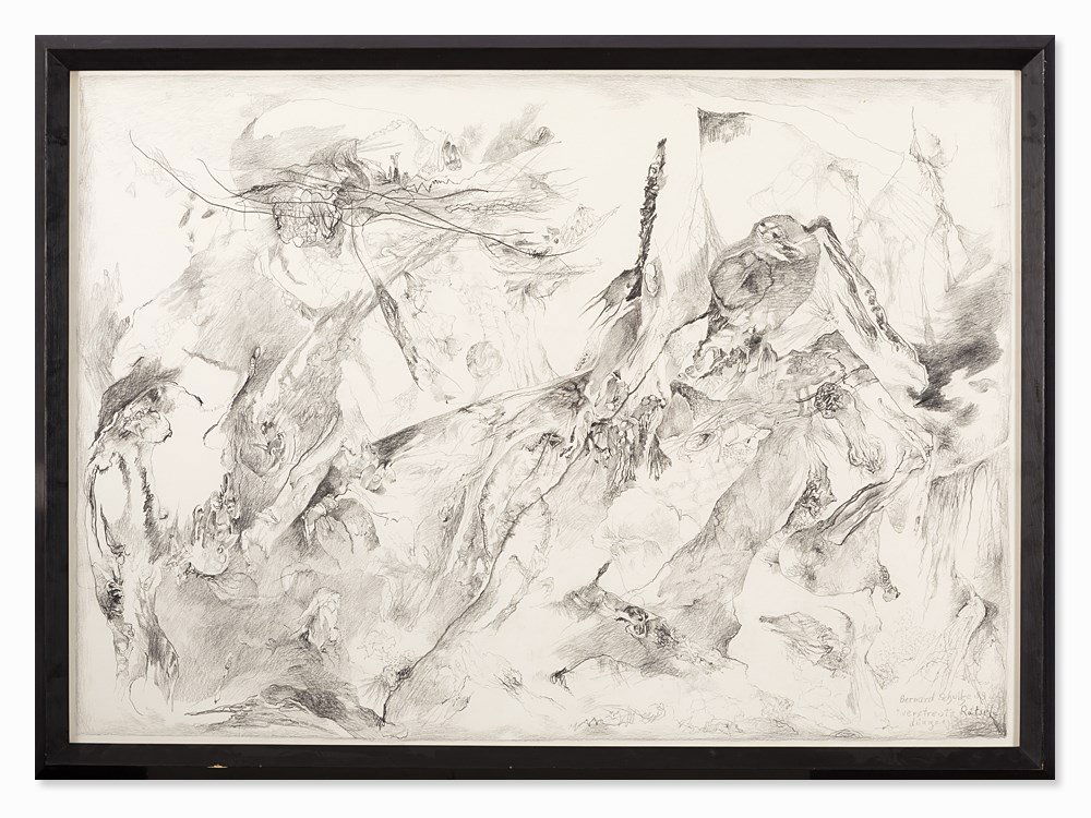 Bernard Schultze (1915-2005), Verstreute Rätseldinge,: Pencil drawing on board ‘ZANDERS PAROLE’ (blindstamp) Germany, 1989 Bernard Schultze (1915-2005) – German painter and graphic artist as well as major exponent of the Informal Painting Signed, da