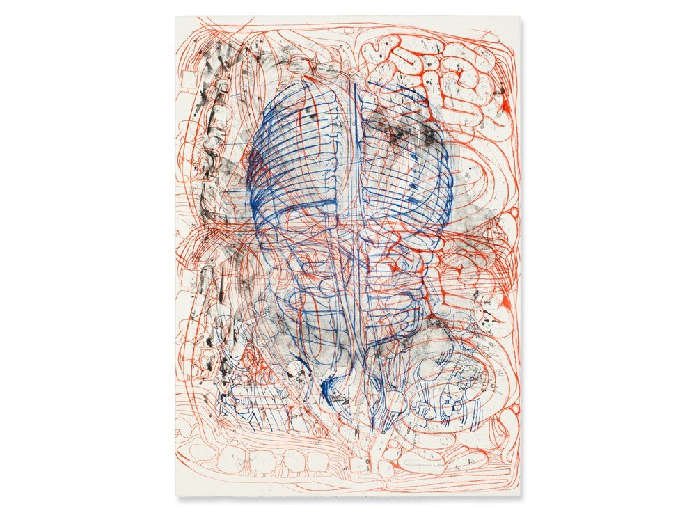 Hermann Nitsch, Color Lithograph of Insides, around: Color Lithograph on BFK Rives Germany, around 1990 Hermann Nitsch (b. 1938) Austrian painter and performance artist Signed with pencil lower right H. Nitsch Inscribed with pencil lower left Probe Prin