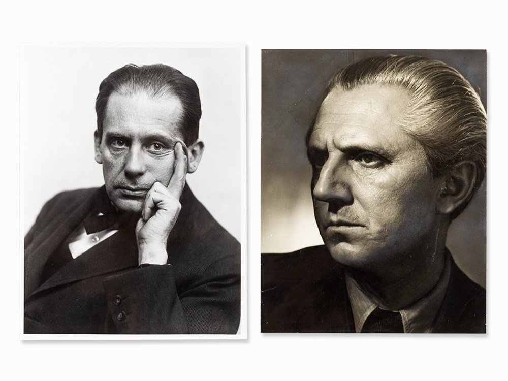 2 Photographs, Walter Gropius & Erwin Piscator, c.: 2 Gelatin silver prints: 1 vintage, 1 printed later Germany, circa 1919/1940 Louis Held (1851-1927) - Photographer and filmmaker, first reportage photographer Germany Presumably Robin Carson - photogr