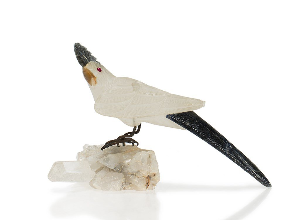 Charming Gemstone Figure ‘Cockatoo’, Quartz, Germany, (1 of 10)