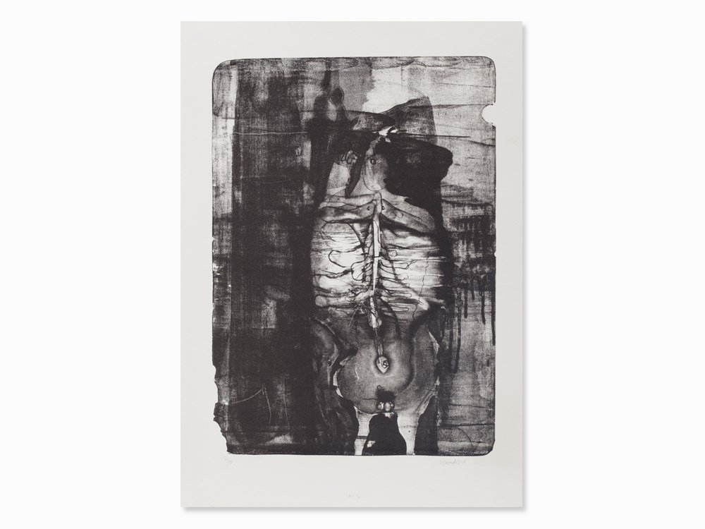 Paul Wunderlich, Figur in Asphaltlack, Lithograph, 1959: Lithograph on wove paper Germany, 1959 Paul Wunderlich (1927-2010) – German painter, graphic artist and sculptor Signed ‘Wunderlich‘ and numbered ‘7/10’ in pencil Printed by Paul Wunderlich,