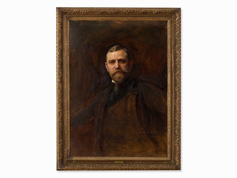 Philip Alexius de László, Portrait of Lajos Behr, Oil,: Oil on cardboard Austria-Hungary, c. 1906 Philip Alexius de László (1869-1937) - British painter of Hungarian origin Inscribed, signed and indistinctly dated ‘In Freundschaft / P.A. László 19[��