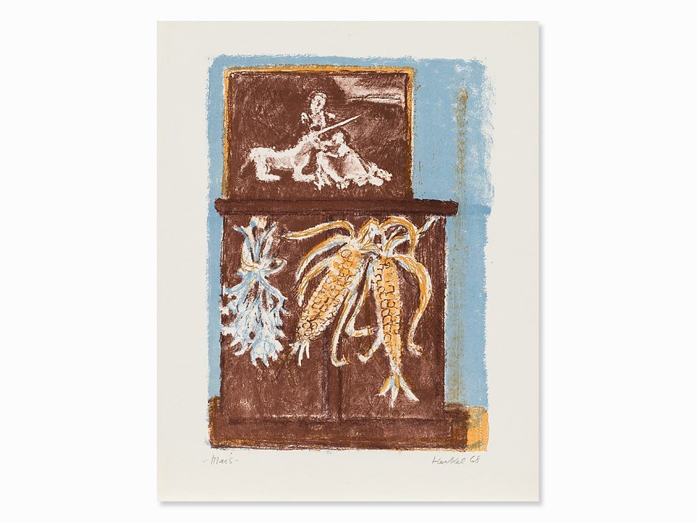 Erich Heckel, Mais, Lithograph in Colors, 1968: Lithograph in colors on wove paper ‘BFK Rives’ (watermark) Germany, 1968 Erich Heckel (1883-1970) – One of Germany’s most renowned representative of German Expressionism Signed and dated ‘Er