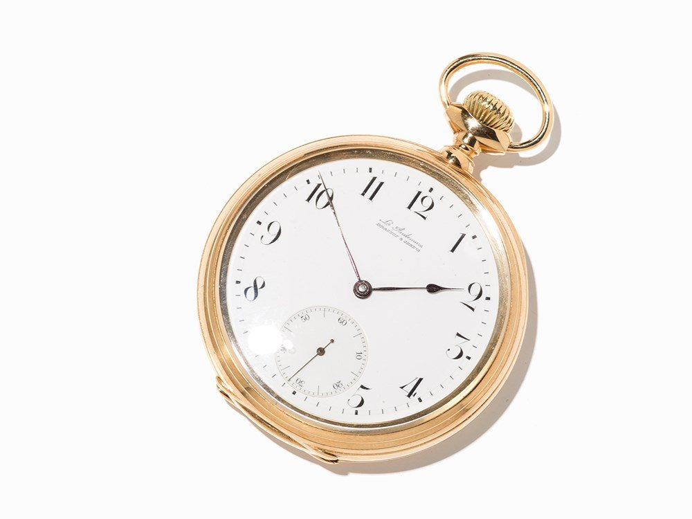 Louis Audemars, Gold pocket Watch with Adjusting: Louis Audemars gold pocket watch No. 21.912 with eccentric fine adjusting device, made in about 1878. Cf. Louis-Benjamin Audemars: His Life and Work; Hartmut Zantke; p. 381 Provenance: Collection Hart