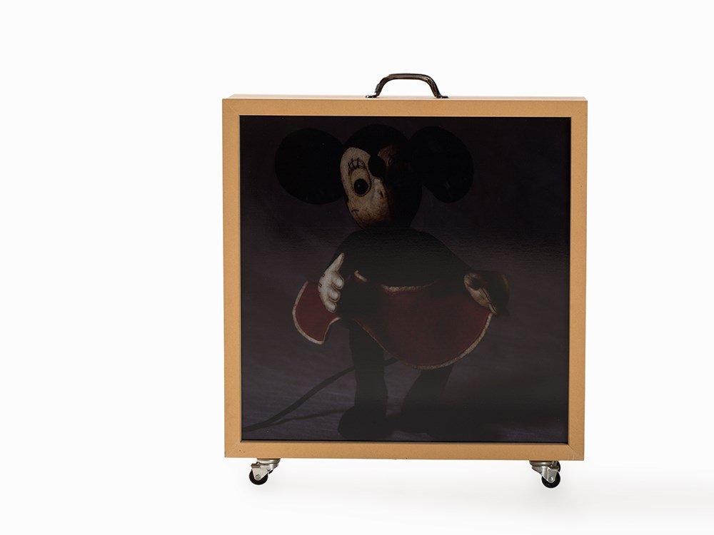 Marie-Jo Lafontaine, Lightbox V, Light Object, 1993: Cibachrome print on acrylic glass, mounted in MDF box with handle and rollers and electric light Belgium, 1993 Marie-Jo Lafontaine (born 1950) - Belgian photographer and video artist Signed and dated