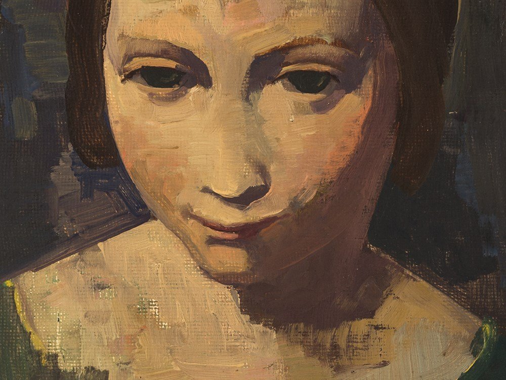 Carl Hofer (1878-1955), Studie eines Mädchenkopfes,: Oil on fiberboard Germany, mid-1930s Carl Hofer (1878-1955) – German painter and graphic artist Signed with the monogram ‘CH’ lower right Inscribed ‘Hofer’ on verso and labeled by the Karl H