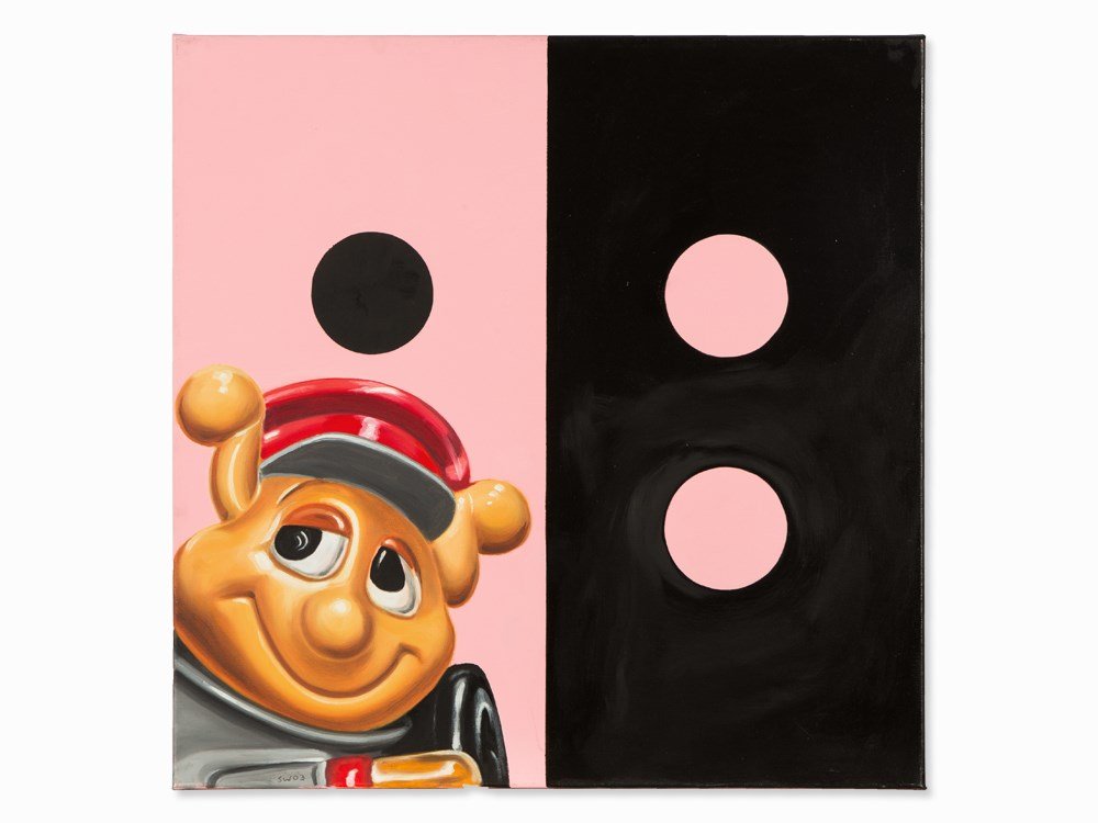 Sebastian Weissenbacher, Angehender Pensionist, Oil,: Oil on canvas Austria, 2003 Sebastian Weissenbacher (b. 1959) – Austrian Painter Monogramed and dated ‚SW 03‘ lower left Signed, dated and titled on the reverse ‘Porträt eines angehenden Pens