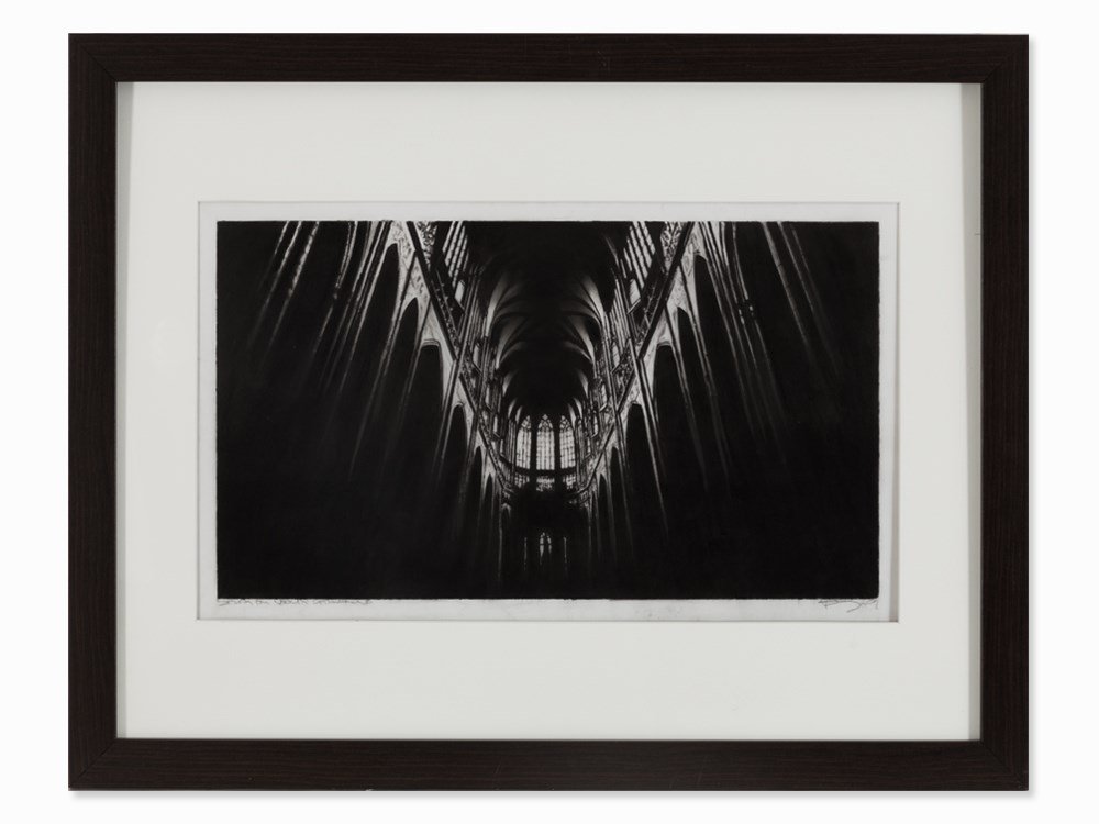 Robert Longo (geb. 1953), Study North Cathedral,: Charcoal on paper USA, 2009 Robert Longo (b. 1953) – US-American artist Signed ‘RLongo’, dated ‘09’, titled ‘Study for North Cathedral’ and numbered ‘#2732’ in pencil Image dimension