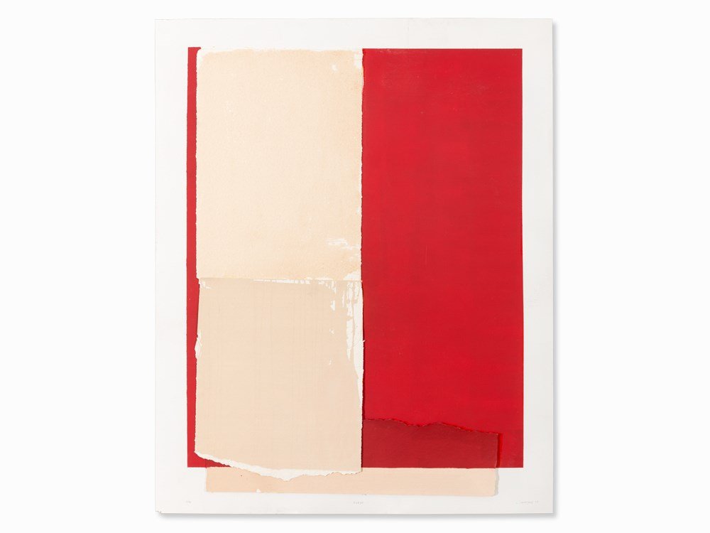 Rafael Canogar (born 1935), Fuego, Serigraph, Collaged,: Silkscreen in colors on paper, collaged, mounted on white board Spain, 2003 Rafael Canogar (born 1935) - Spanish painter and sculptor Signed and dated in pencil lower right, ‘Canogar 03’; numbered