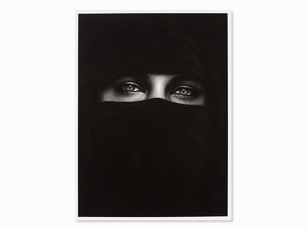 Robert Longo, Untitled (Burka), Pigment Print, 2013: Archival pigment print on wove paper USA, 2013 Robert Longo (b. 1953) – US-American artist, lives and works in New York Signed and dated ‘Longo 2013’ and numbered ‘5/20’ in pencil Printed an