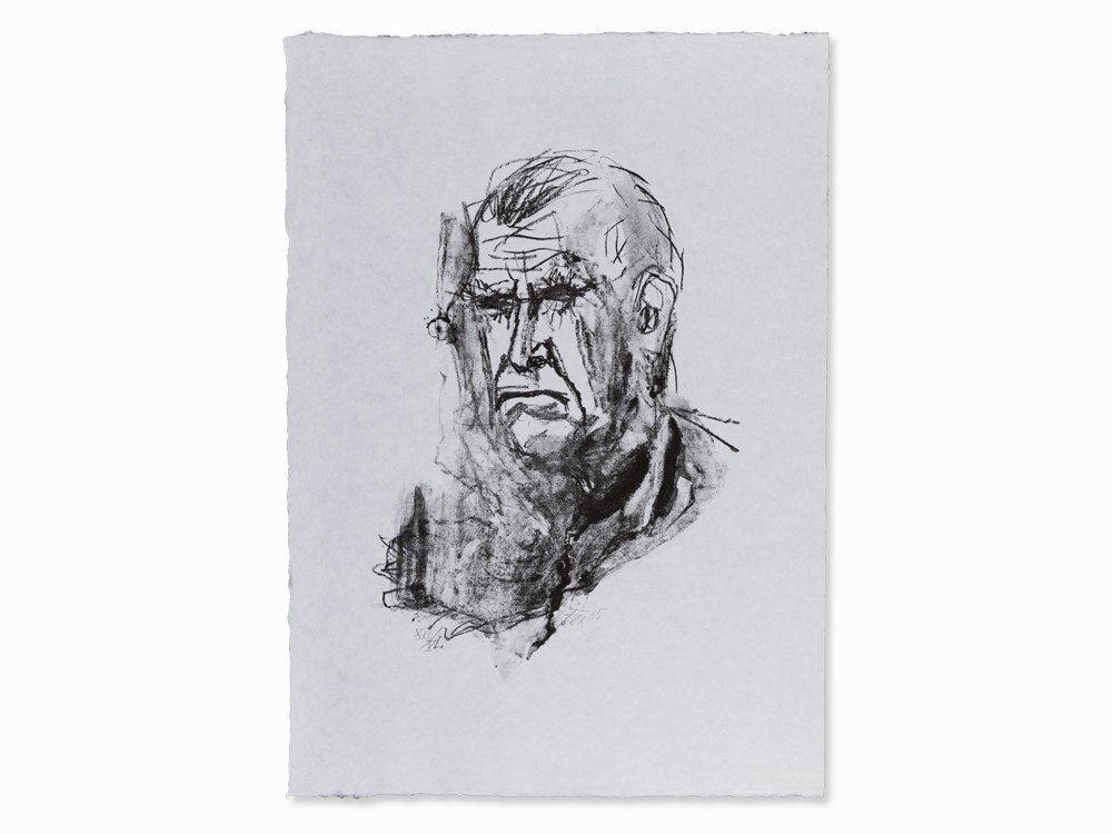 Otto Dix, Großes Selbstbildnis, Lithograph, 1965: Lithograph on white Japan laid paper Germany, 1965 Otto Dix (1891-1969) – German painter and printmaker, one of the main representatives of New Objectivity Numbered in pencil ‘XVI/VL’ (different