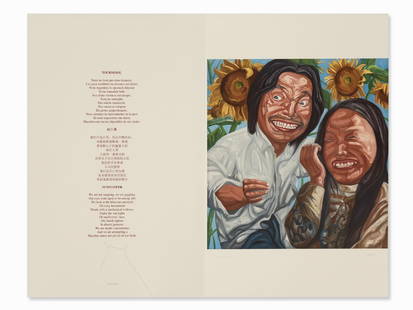 Yang Shaobin, from: The Sleepwalkers‘ Bloodied Rites,: Lithograph in colors on wove paper ‘BFK Rives’ and 1 poem by Fernando Arrabal France/Italy, 2008 Yang Shaobin (b. 1963) – Chinese painter and sculptor of the contemporary Chinese art movement of