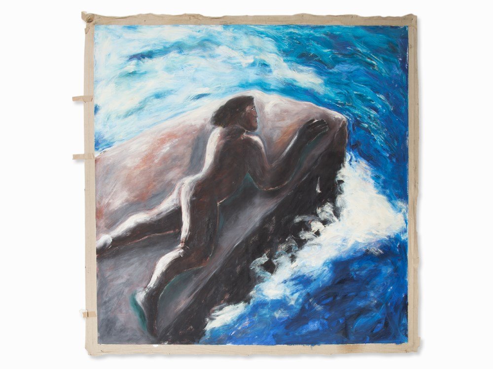 Dieter Hacker (b. 1942), Das Meer, Oil Painting, 1986: Oil on canvas Germany, 1986 Dieter Hacker (born 1942) – German artist and exponent of the ‘Neue Wilde‘ group of artists Signed, dated and titled in black permanent marker ‘Dieter Hacker / 5.7.