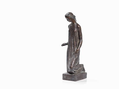 Fritz Nuss (1907-1999), Kneeling Woman, Bronze, 1949/80: Bronze, dark brown patina Germany, 1949, cast probably 1980 Fritz Nuss (1907-1999) – German sculptor and medalist Signed and dated ‘Nuss 49’ in cast on the reverse of the plinth as well as inscr