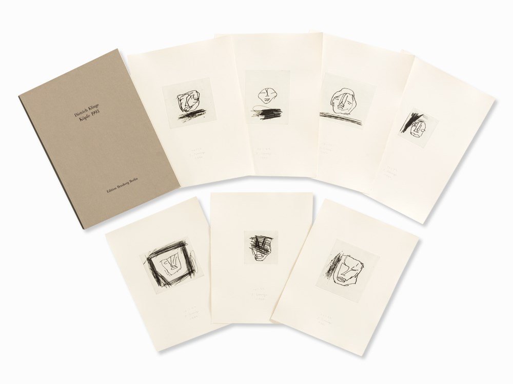 Dietrich Klinge, Köpfe 1993, Portfolio of 7 Etchings,: 7 etchings on wove paper Germany, 1994 Dietrich Klinge (born 1954) – German sculptor and graphic artist Every etching signed, dated and numbered lower center in pencil ‘D. Klinge 1994 4/33’ With