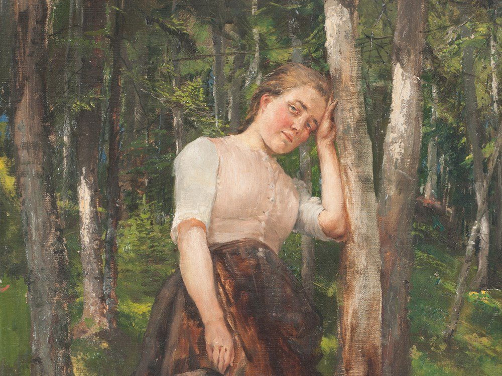 Hermann Koch, Girl in Traditional Costume, Germany, c.: Oil on cardboard Germany, c. 1900 Hermann Koch (1856 - 1939) – German painter Girl in traditional costume Signed on the lower right: ‘H. Koch‘ Verso labeled: ‘Galerie Karst‘ Overall dimensio