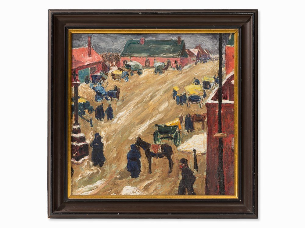 Hans Michaelson (1872-1954), “Thaw/ Fields”, Oil, c.: Oil on canvas, hung on board France, c. 1917 Hans Michaelson (1872-1954) – German Jewish painter of Late Impressionism and Expressionism. Member of the so-called “Verschollene Generation” (Lost