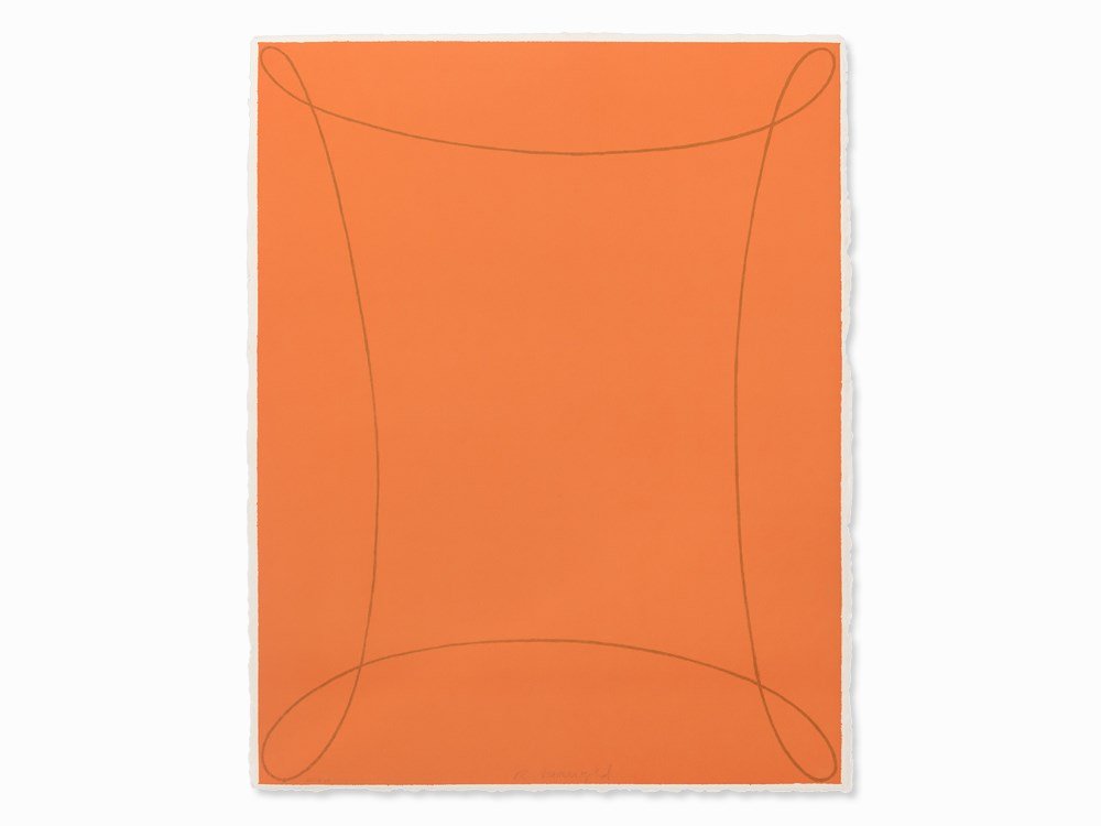 Robert Mangold, From ‘Columbus’, Serigraph in Colors,: Serigraph in colors on cardboard "Arches" (drystamp) Germany, 1992 Robert Mangold (born 1937) - US-American artist and one of the most important representatives of Minimal Art Signed ‘R. Mangold’