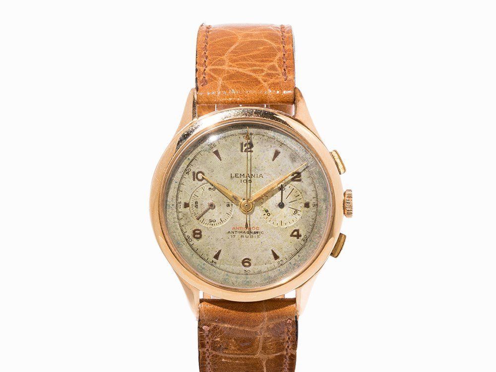 Lemania 105 Gold Chronograph, Switzerland, c. 1955 (1 of 8)
