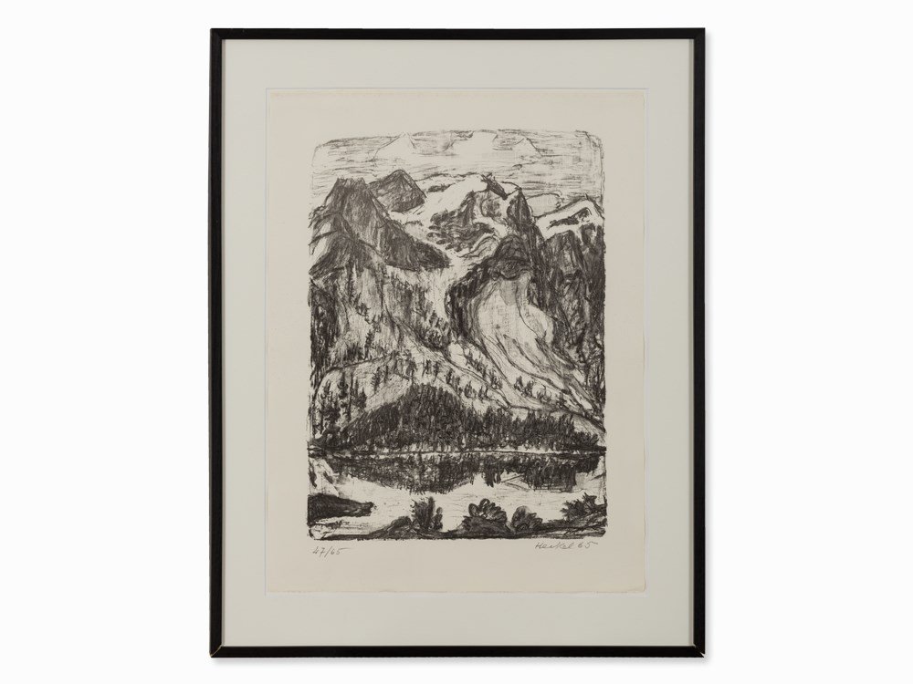 Erich Heckel, Berghang am See, Lithograph, 1965 (1 of 8)