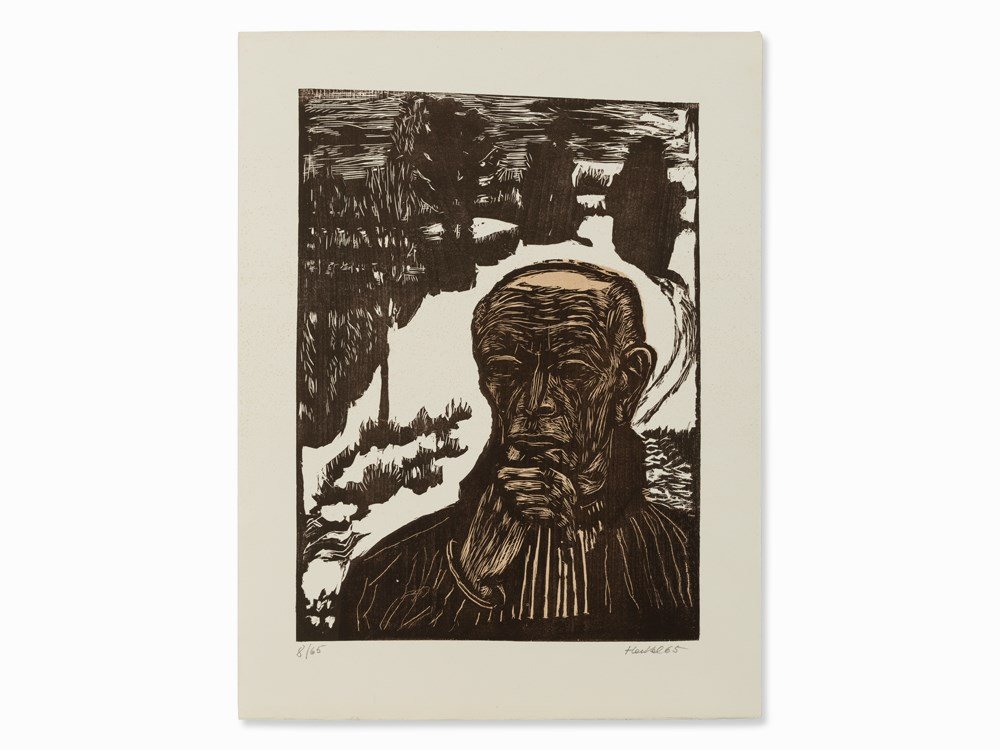 Erich Heckel, Selbstbildnis, Woodcut in colors, 1965 (1 of 10)