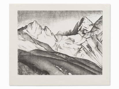 Alexander Kanoldt, Frauenalpel, Lithograph, 1932: Lithograph on laid paper (with watermark) Germany, 1932 Alexander Kanoldt (1881-1939) – German painter and graphic artist Signed and dated in pencil ‘Kanoldt 1932’ Image dimensions: 36 x 47.3 cm