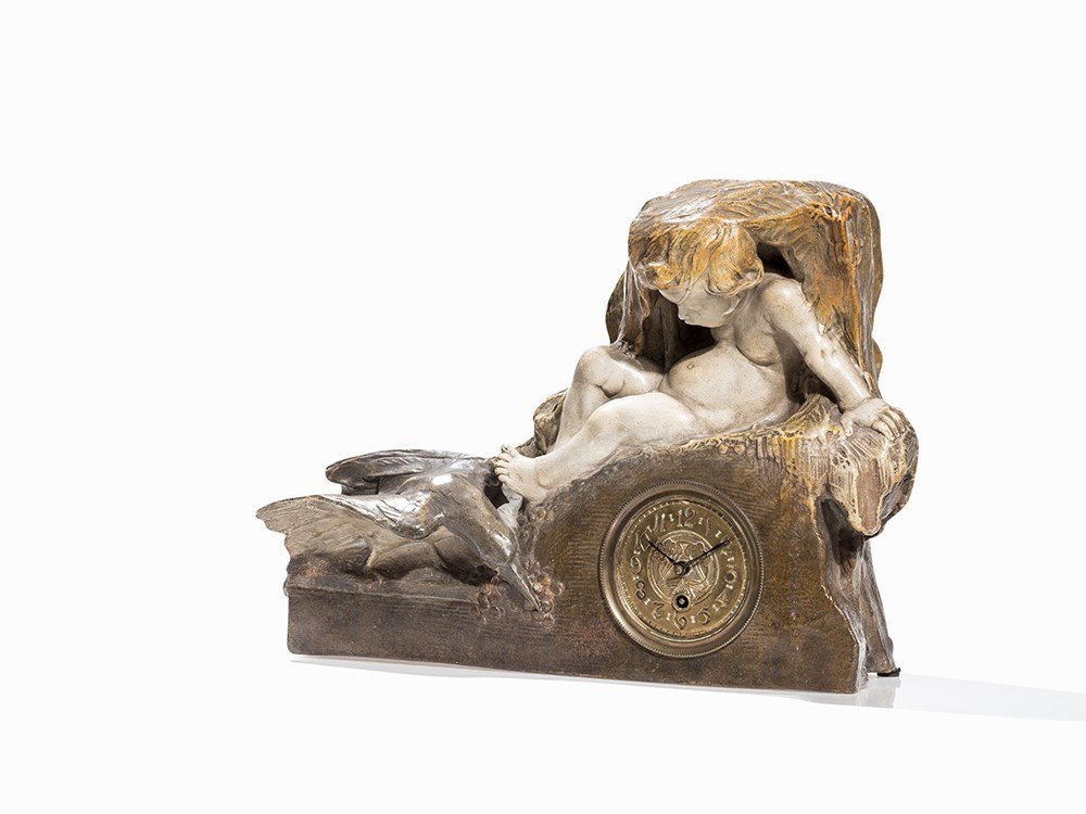 Bechyne Art Nouveau Ceramic Clock, Bohemia, ca. 1900 (1 of 10)